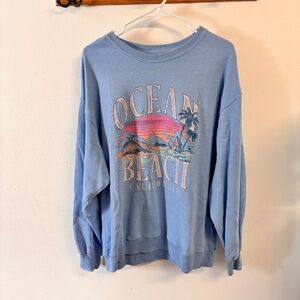 Women's Blue Medium Hollister Ocean Beach Crewneck